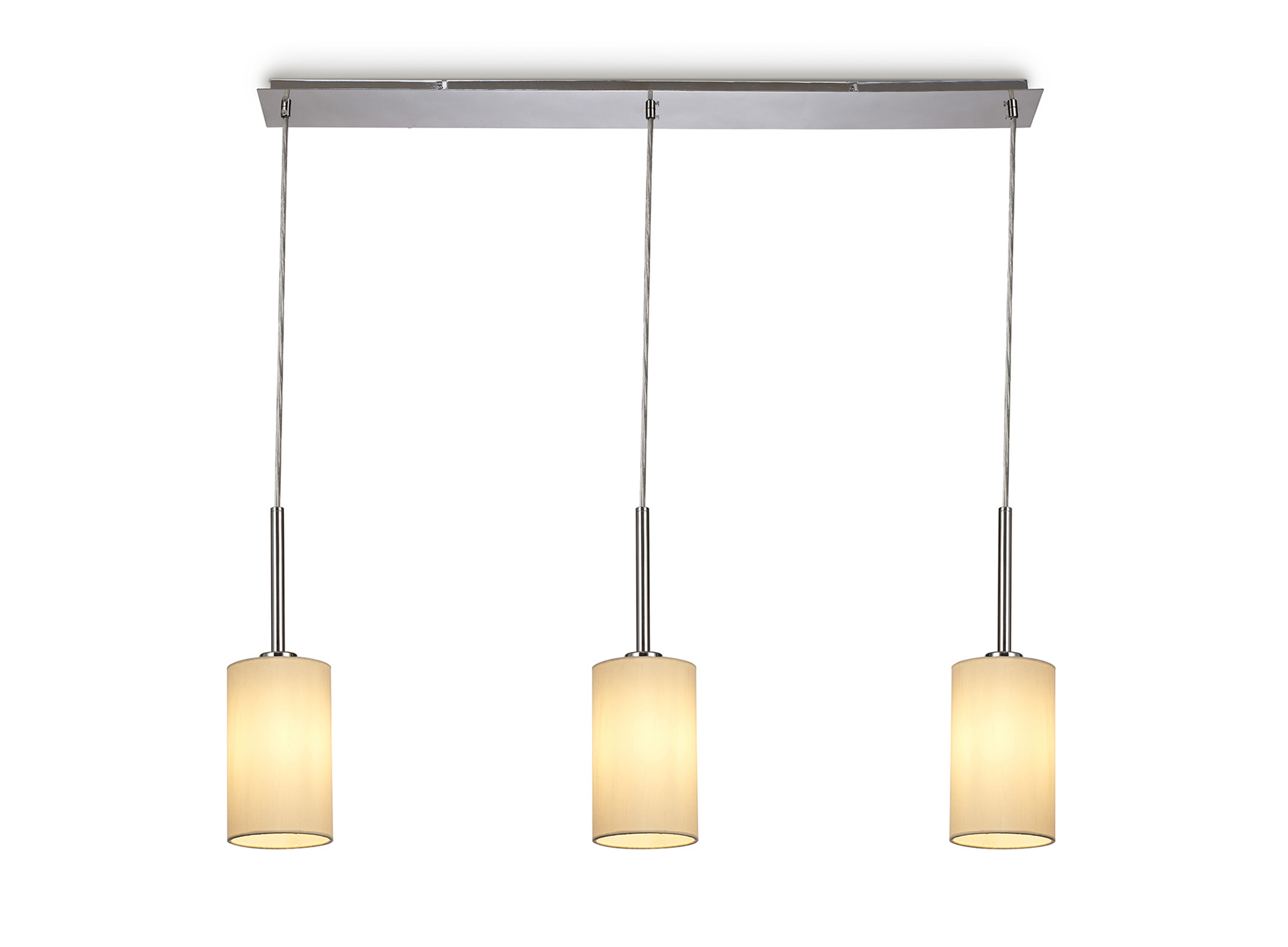 DK0764  Baymont 12cm Shade 3 Light Pendant Polished Chrome, Ivory Pearl